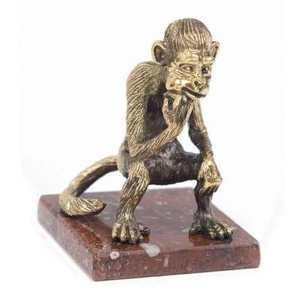 Статуэтка "Задумчивая обезьяна" бронза камень G 116848