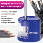 Точилка электрическая BRAUBERG "STANDARD" 2 отверстия для карандашей (включая утолщенные) питание от 4 батареек АА (2 штуки в упаковке)