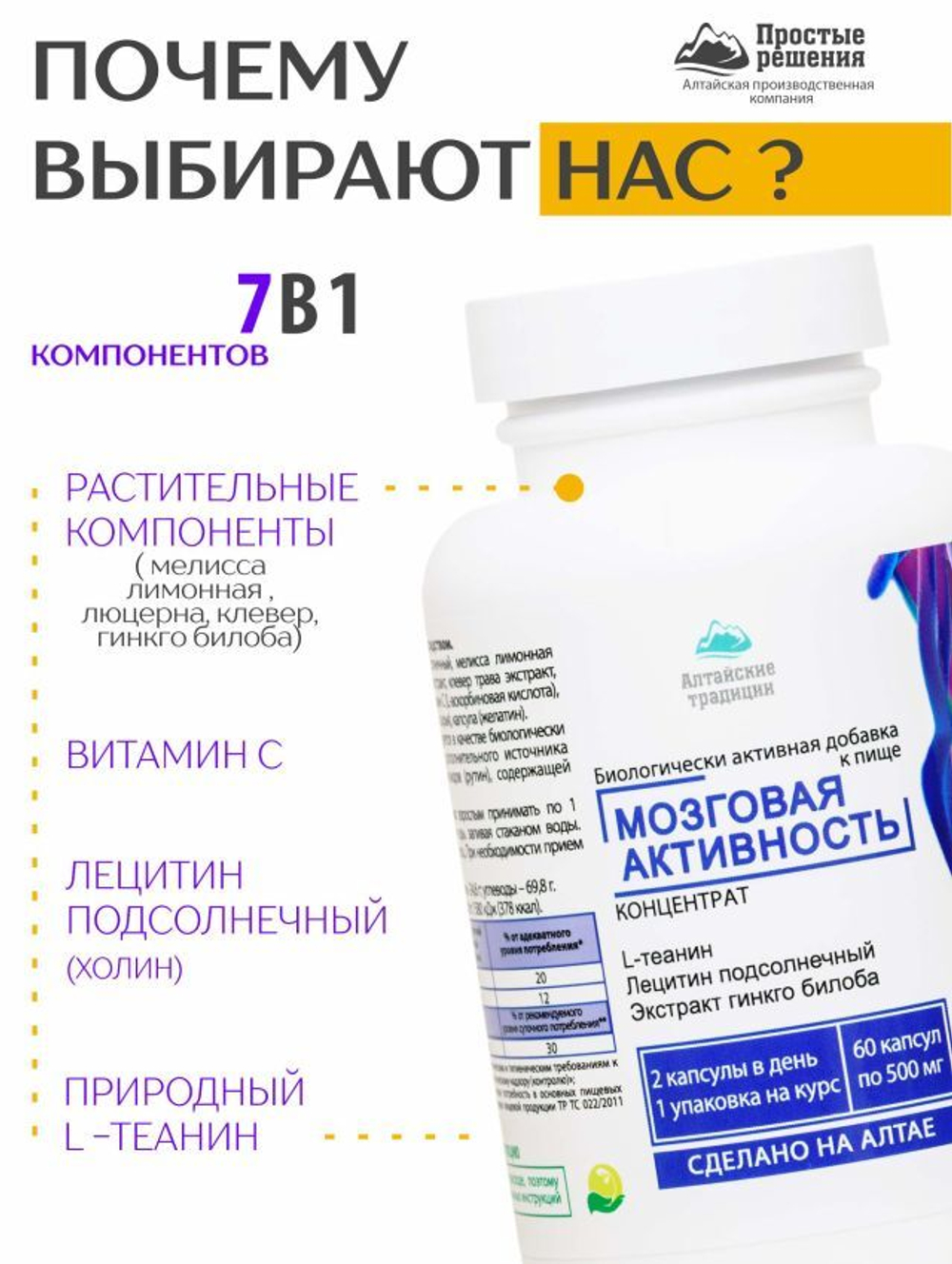 Концентрат Мозговая Активность, 60 капсул