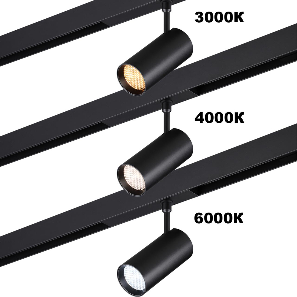 359960 PORT NT25 220 черный Трековый светильник с переключ. цв. темпер. IP20 LED 3000К\4000К\6000К 30W 90-240V VECTOR