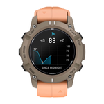 Спортивные часы Garmin Descent G2, силиконовый ремешок цвета «морская ракушка» Безель цвета «палома», AMOLED-дисплей с сапфировым стеклом. Ремешок с классической застёжкой — на запястье обхватом 128–224 мм