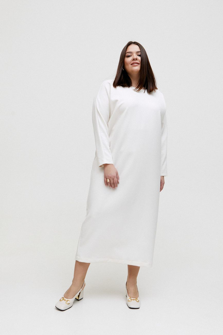 Платье на пуговицах с поясом; молочный