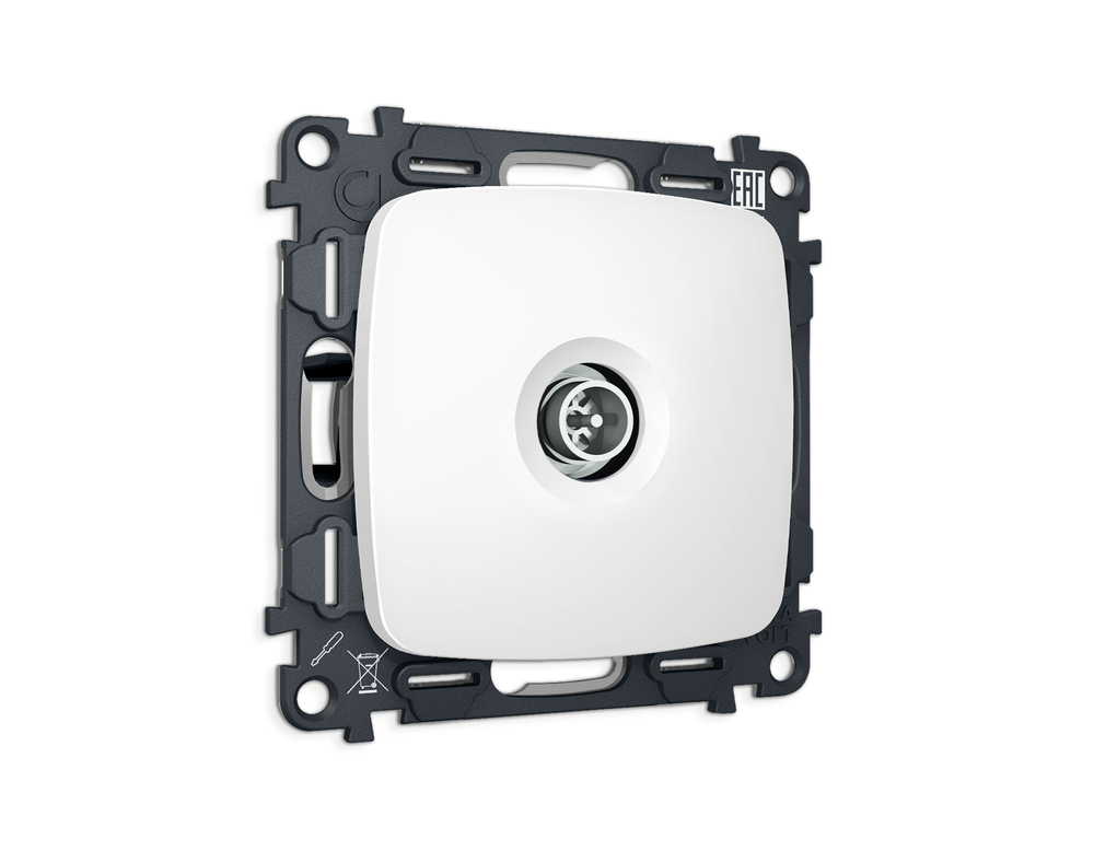 MO133005 Комплект механизма TV розетки оконечной экранированной 5-1000MHz 3dB OMEGA Белый матовый QUANT (OP1330, VM199)