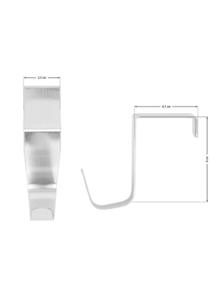 Набор крючков 2шт DeNASTIA на дверь, 4,1x2,5x6 нерж.сталь, серый