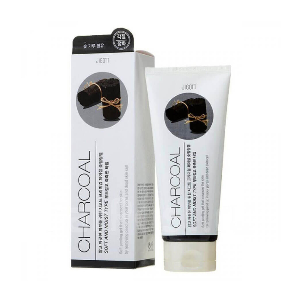 Jigott  Premium Facial CHARCOAL Peeling Gel гель-пилинг для лица с древесным углем