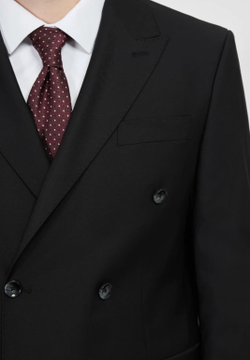 Мужской двубортный костюм (черный) В96