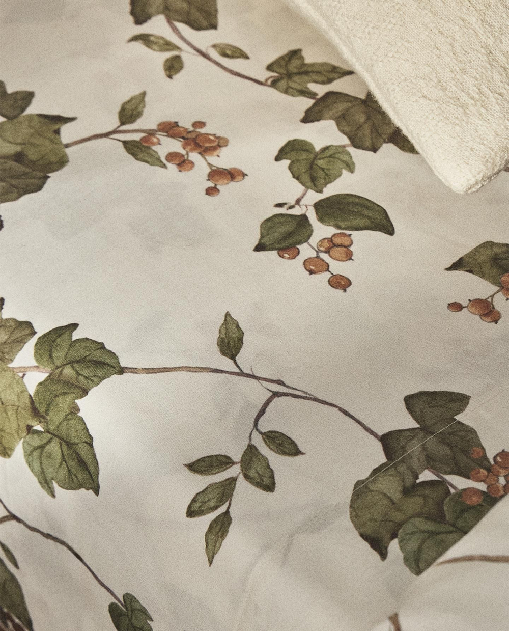 Zara Home - Простыня с изображением листьев, белый, 270x280 см