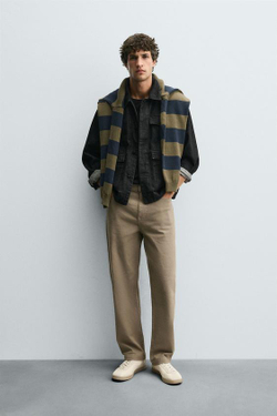 ZARA БРЮКИ STRAIGHT FIT, РЫЖЕВАТО-КОРИЧНЕВЫЙ