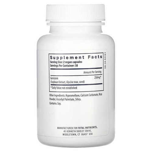 Vital Nutrients, генистеин, 60 веганских капсул (125 мг в 1 капсуле)