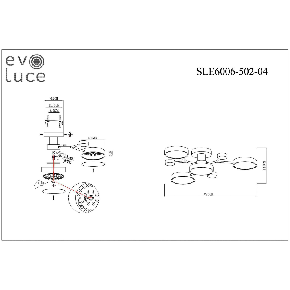 SLE6006-502-04 Светильник потолочный Белый/Белый LED 4*12W 3000K/4500K/6000K