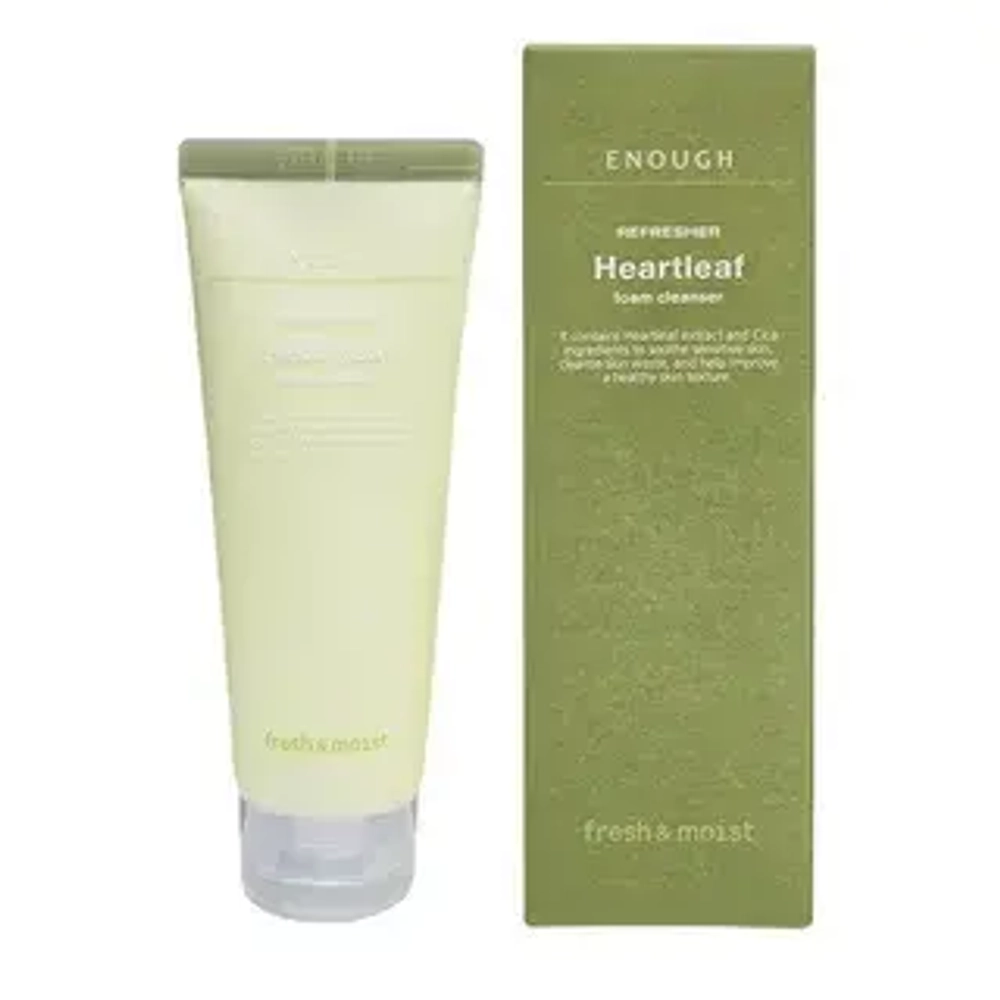 Пенка для умывания с экстрактом центеллы и хауттюйнии ENOUGH Refresher Heartleaf Foam Cleanser 100мл