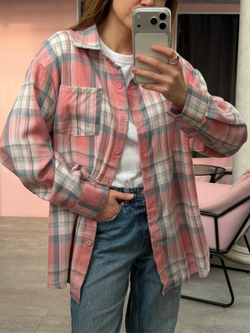 Рубашка в клетку розовый