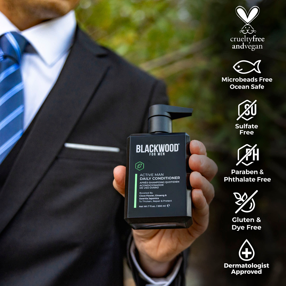 Blackwood For Men, Active Man, ежедневный кондиционер, для густоты, восстановления и защиты, гвоздика, женьшень и японская сверция, 200 мл (7 жидк. унций)