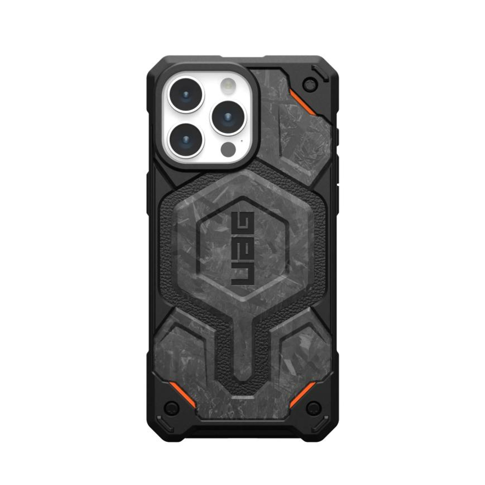Защитный чехол MagSafe UAG Monarch Pro Forged Carbon Limited Edition для iPhone 15 Pro Max Композитный гибридный чехол с очень высоким уровнем защиты при падении