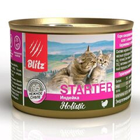 Влажный корм для котят, беременных и кормящих кошек Blitz Holistic Starter Нежное суфле из индейки, банка 200 г