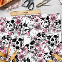 Ткань ниагара розовые черепа