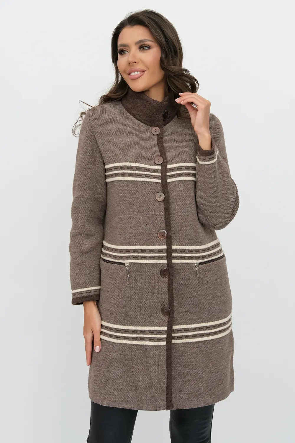 Кардиган В 1617/темно-кофейный