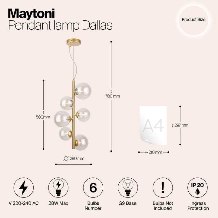 Подвесной светильник Maytoni Dallas MOD545PL-06G