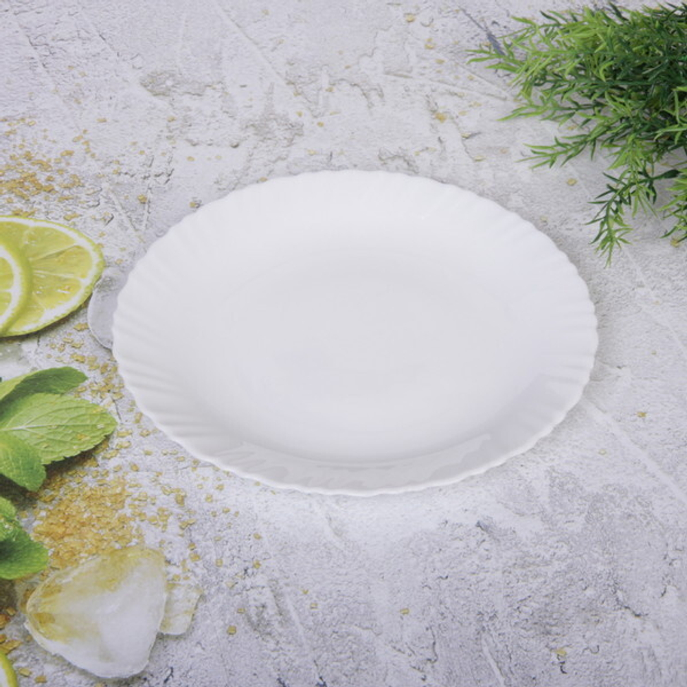 Тарелка «White magic» 23,5см глубокая стеклокерамика Волна