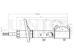 Амортизатор газовый задней подвески левый UNIO SAB-10066