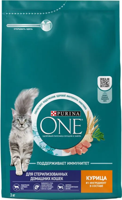 Purina ONE для стерилизованных кошек с Курицей 3кг.*4