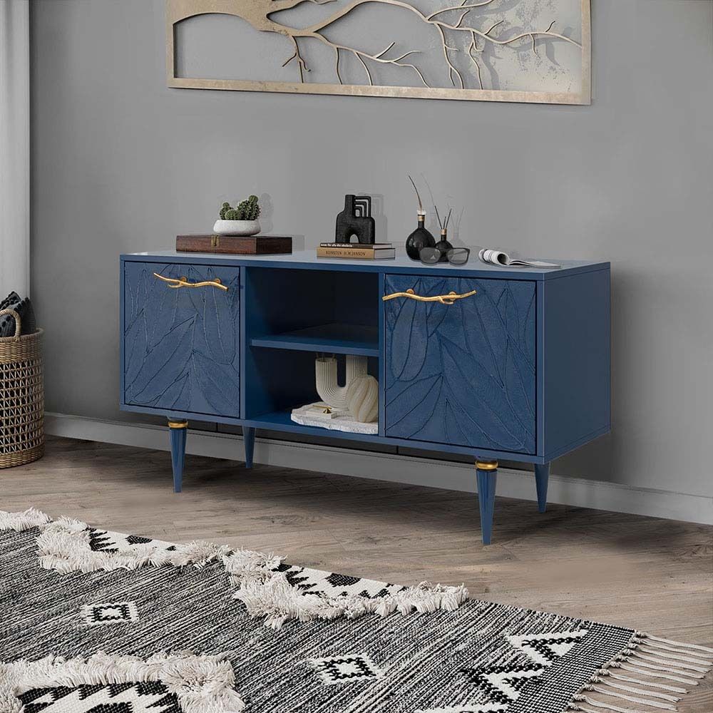 Тумба под ТВ Арт Колор leaves 117см Классик Голд Королевский синий