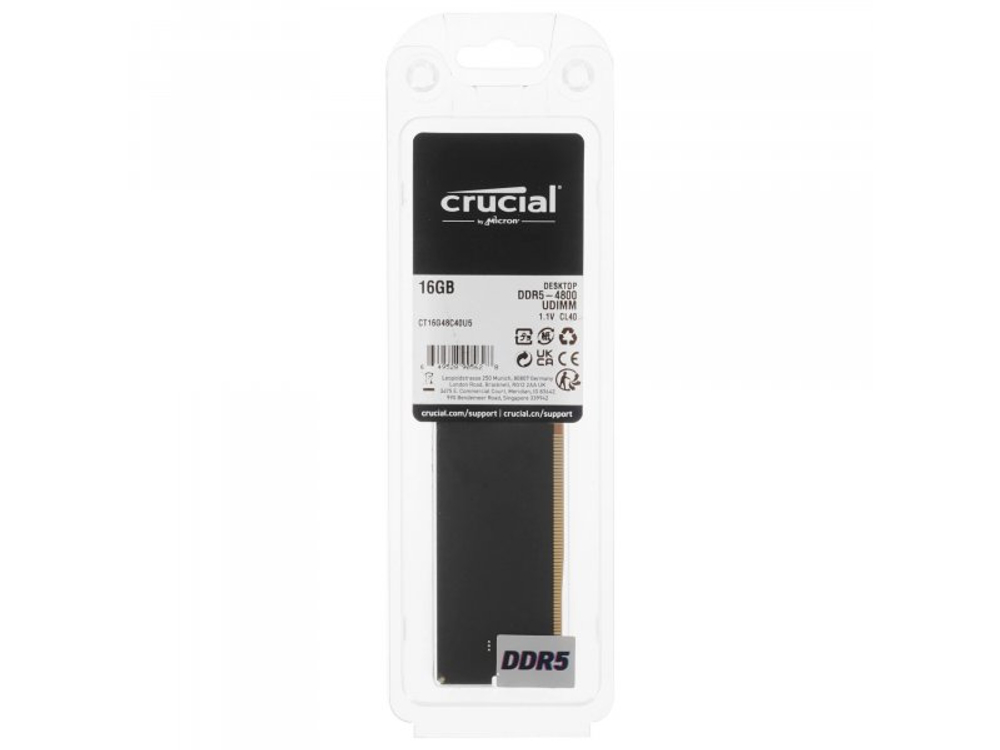 Оперативная память Crucial CT16G48C40U5, DDR5 1х 16ГБ 4800 МГц, DIMM, RTL