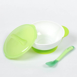 Набор для кормления, 3 предмета: миска 350 мл на присоске, крышка, ложка, цвет зелёный  1886148