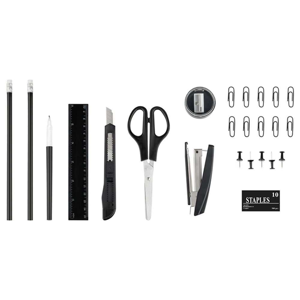 Настольный набор OfficeSpace "Минидеск", 11 предметов, вращающийся черный