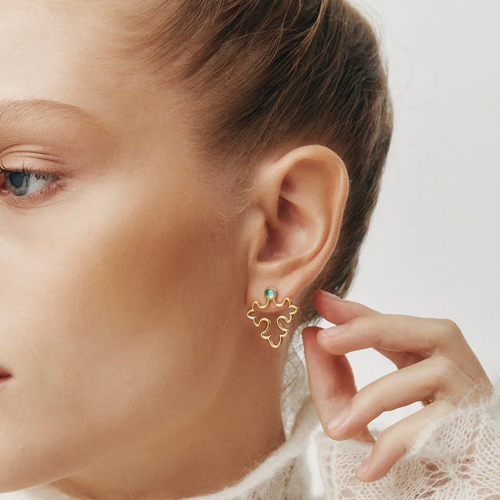 Серьги УЗОР позолота с хризопразами