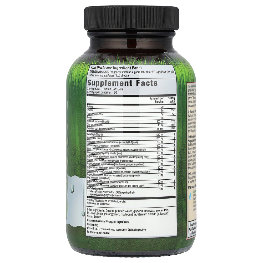 Irwin Naturals, Immune Support, смесь из 8 грибов для защиты иммунной системы, 60 желатиновых капсул