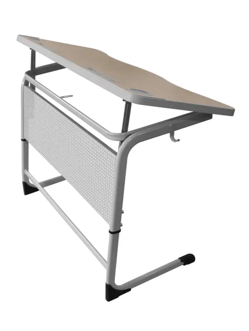 Школьный стол с наклонной столешницей ШСТ66 столешница МДФ с литой бесшовной кромкой, экран колокольчик, плоскоовальная труба