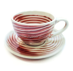 310503.3 Кружка с блюдцем "Красно-белый" В ПОДАРОЧНОЙ КОРОБКЕ, 100мл, 13*13*6,5, керамика