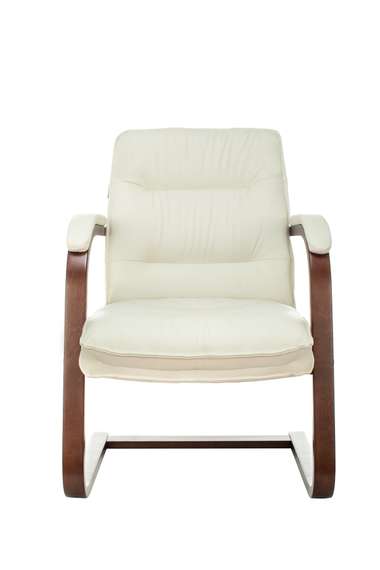 Кресло Бюрократ T-9927WALNUT-AV слоновая кость кожа полозья дерево