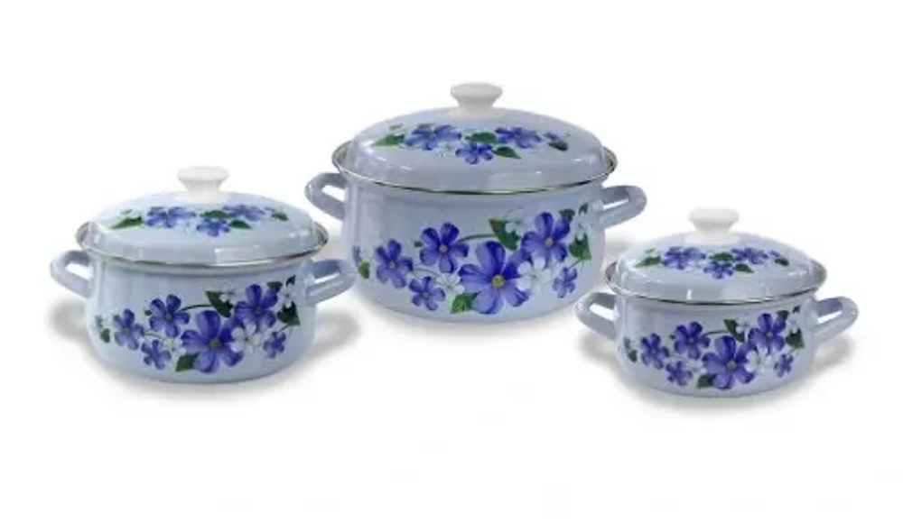 Набор эмалированной посуды 3 предмета (2л, 3л, 4л)