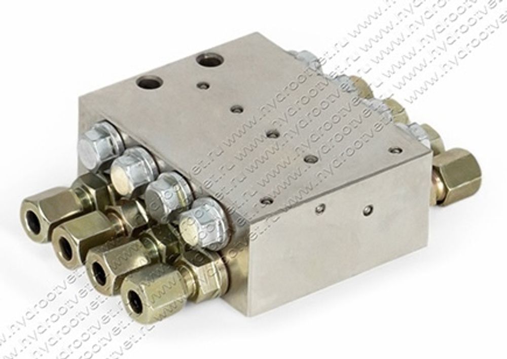 SSV8 - Питатель для прогрессивных систем смазки с рабочим давлением 300 бар, количество выходов 8, максимальная доза 0,2 мл/цикл, без реле