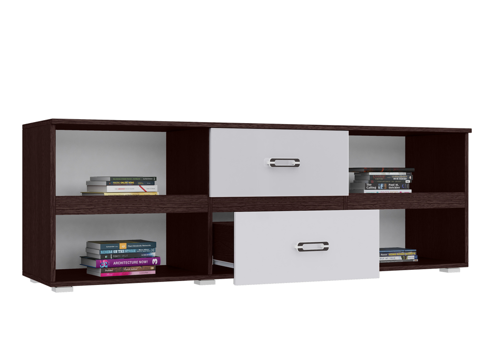 Тумба для ТВ Ким, Белый глянец холодный, Венге