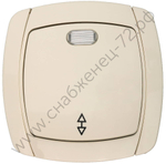 СВЕТОЗАР City light, проходной одноклавишный в сборе с подсветкой бежевый 10А/~250В, Электрический выключатель (SV-54238-B)