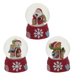 GAEM Фигурка декор в стекл шаре "Дед Мороз/Снеговик/Мишка", D4,5 см, L4 W4 H6,5 см, 3в.