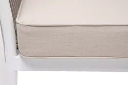 "Касабланка" диван 2-местный плетеный из роупа, каркас алюминий белый муар, роуп бежевый 20мм, ткань бежевая 15052