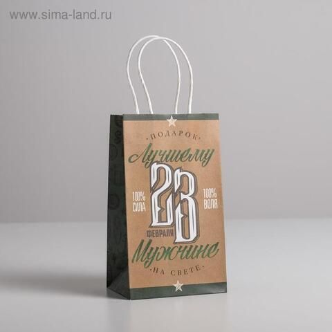 Пакет подарочный крафт «Лучшему мужчине», 12 х 21 х 9 см