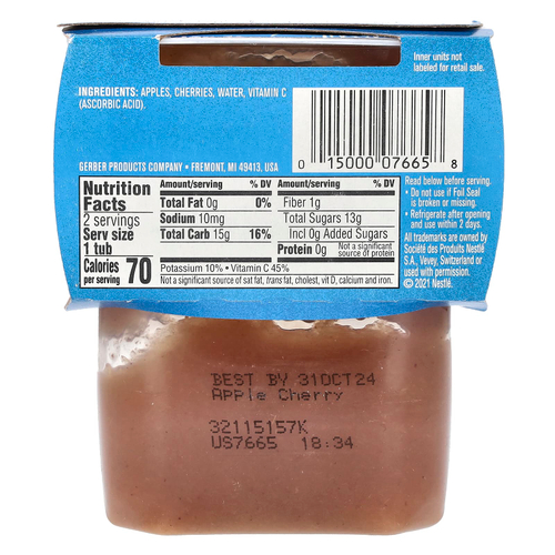 Gerber, Natural for Baby, 2nd Foods®, яблоко и вишня, 2 пакетика по 113 г (4 унции)