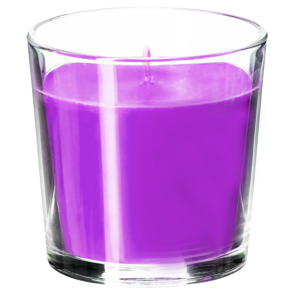 Свеча в стакане фиолетовая / соевый воск / 55 часов горения, 250 мл