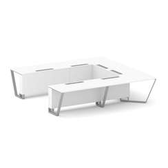 Steel Meet Стол переговорный П-образный KDK-PR.B.SP-11P Белый Бриллиант/Металл Серый 3200*3200*750