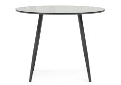 Стеклянный стол Абилин 100х76 ультра белый / черный / черный матовый