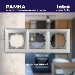 Рамка для розеток и выключателей Intro Solo 4-503-03 на 3 поста, СУ, алюминий