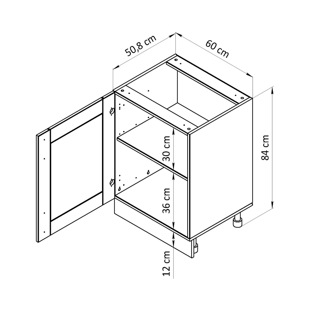 Модуль напольный с полкой Вестфалия, 60х51х84, массив сосны, Dipriz
