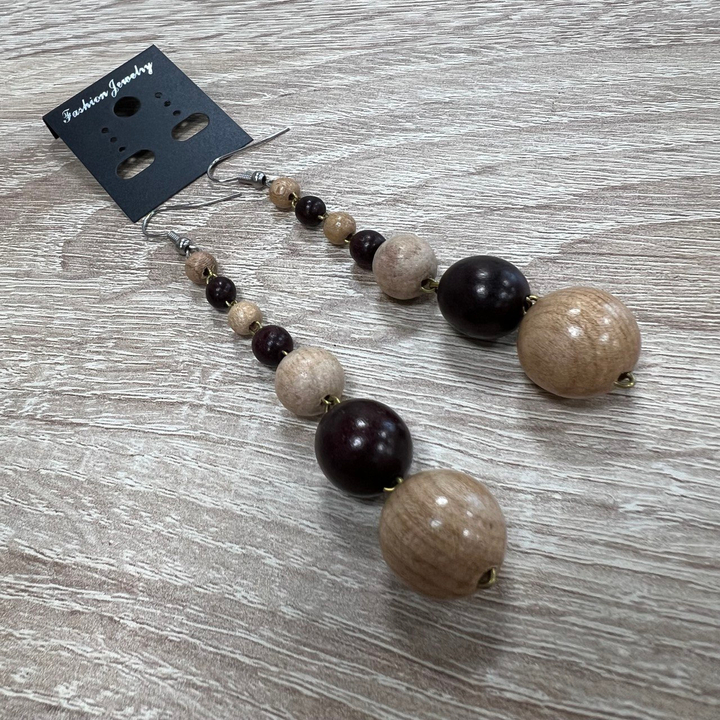 Серьги Страсть 7 шаров, дерево, цвет ассорти, 16x70 мм