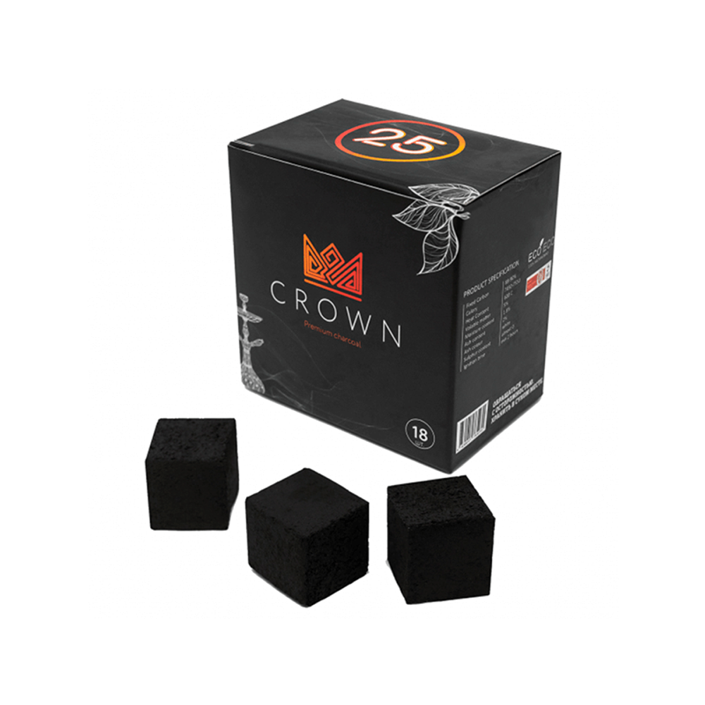 Уголь для кальяна Crown 25mm, 18шт (0,25 кг)