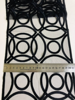 Тесьма сетка с вышивкой, черная, 22 см